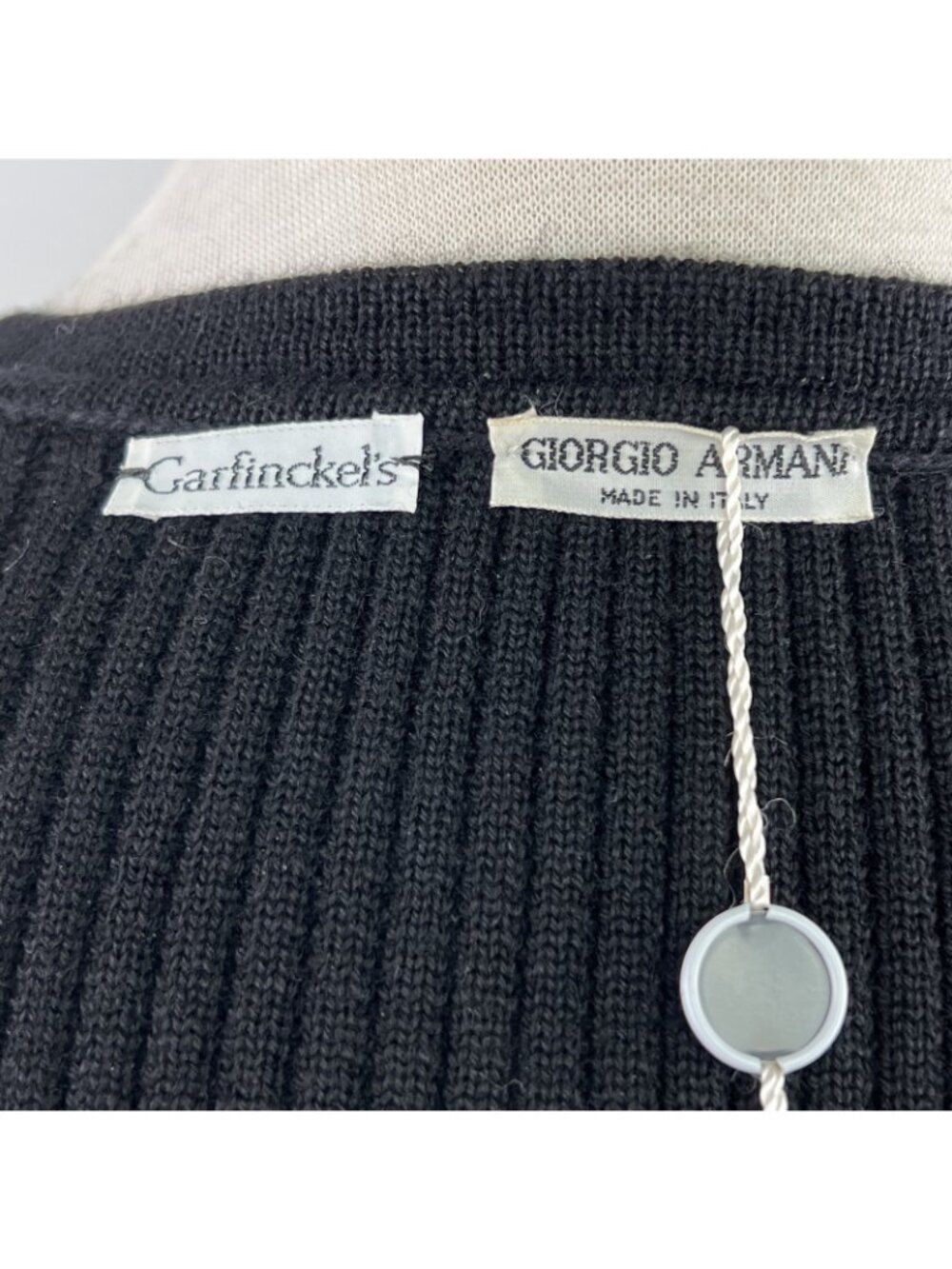 Giorgio Armani 90s Black 100% Wool Knit Ruana Made in… - Gem